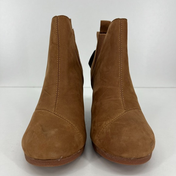 TOMS Women's Kelsey Tan Oiled Nubuck Suede Comfort Ankle Wedge Boots Size 7.5 - Picture 4 of 8